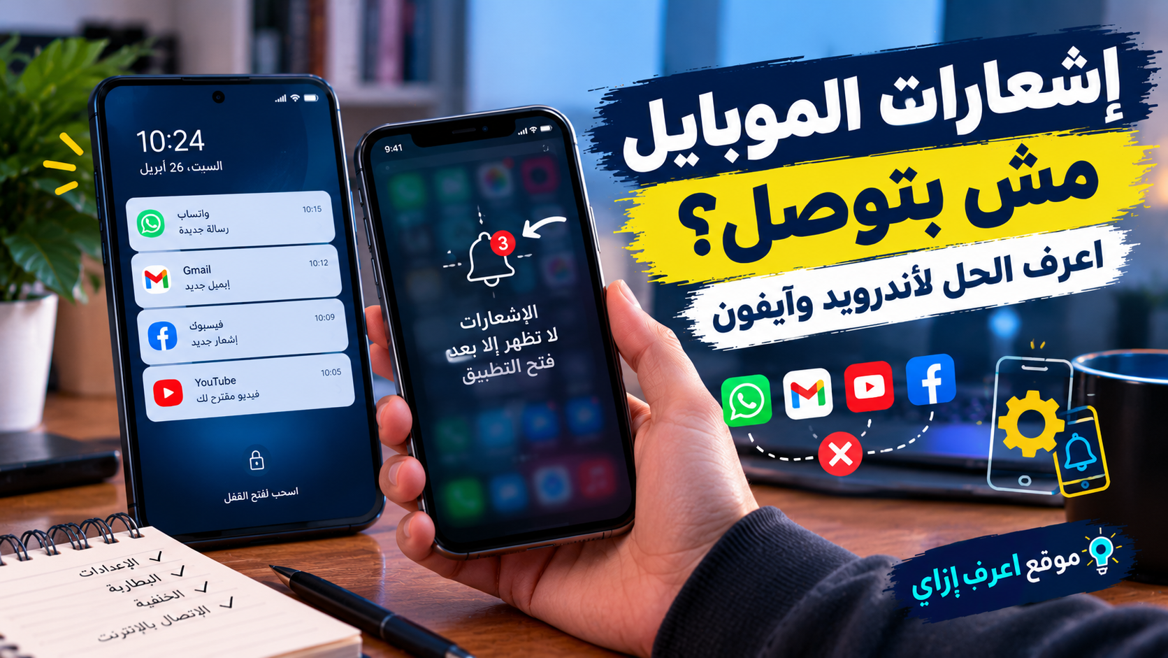 إشعارات الموبايل مش بتوصل غير لما تفتح التطبيق؟ اعرف الحل لأندرويد وآيفون