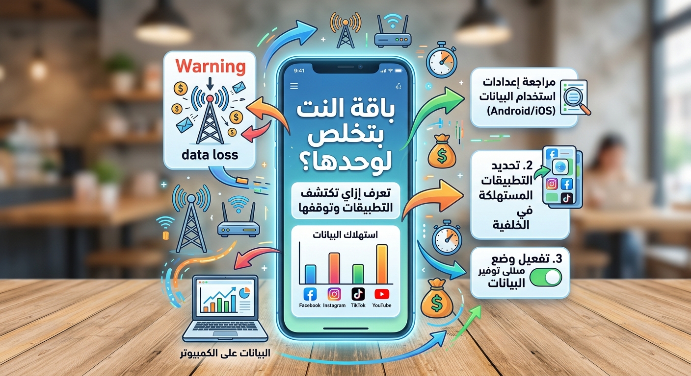 باقة النت بتخلص لوحدها؟ اعرف إزاي تكتشف التطبيقات اللي بتسحب البيانات وتوقفها
